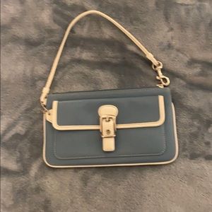Blue and White Coach Wristlet